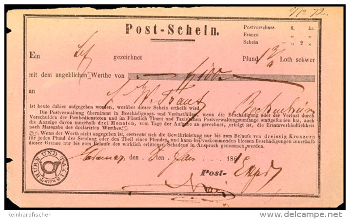 HADAMAR 1861, Postschein Für Eine Sendung Mit Wertangabe Nach Bockenheim  BFHADAMAR 1861, Postal Form For... - Autres & Non Classés