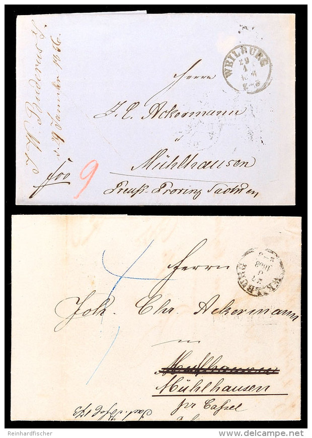 "WEILBURG 29 1 1856" Bzw. "WEILBURG 27 8 1858" - K1 Mit JZ, Auf Zwei In Rot "9" Bzw. In Blau "4/1" Austaxierten... - Autres & Non Classés