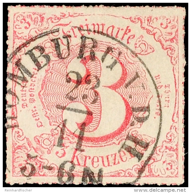 "HOMBURG V.D.H. 23/11 (1866)" - K1, Klar Auf 3 Kr. V.Ausgabe, Allseits Vollständiger Durchstich, Oben... - Autres & Non Classés