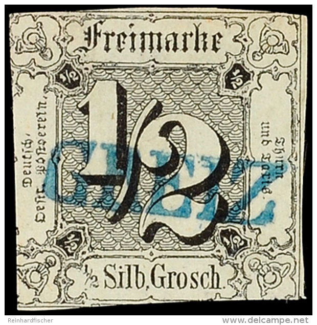 "GREIZ" - Blauer L1, Klar Auf Angeschnittener 1/2 Sgr. A. Graugrün, Rechte Untere Ecke Dünn, Katalog: 3a... - Otros & Sin Clasificación