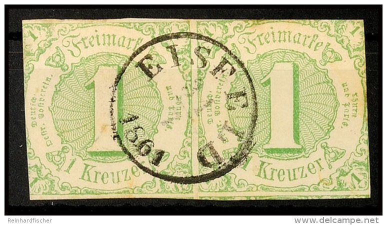 "EISFELD 21/7 1861" - Fingerhut-K1, Auf Waager. Paar 1 Kr. Grün Im Taxisschnitt, Katalog: 20(2) OEISFELD... - Otros & Sin Clasificación