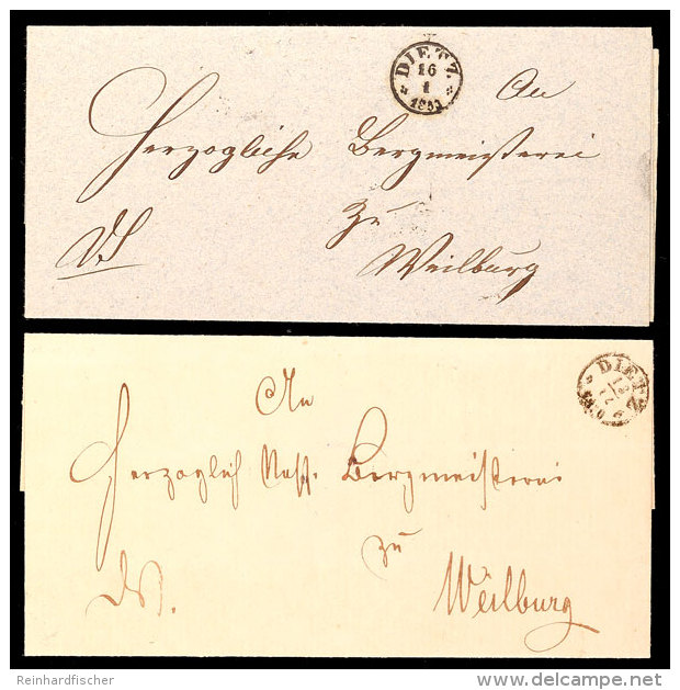 "DIETZ" - K1, Mit Daten Aus 1853 U. 1859 Auf Zwei Dienstbriefen Nach Weilburg  BFDIETZ - Single Circle Cancel,... - Autres & Non Classés