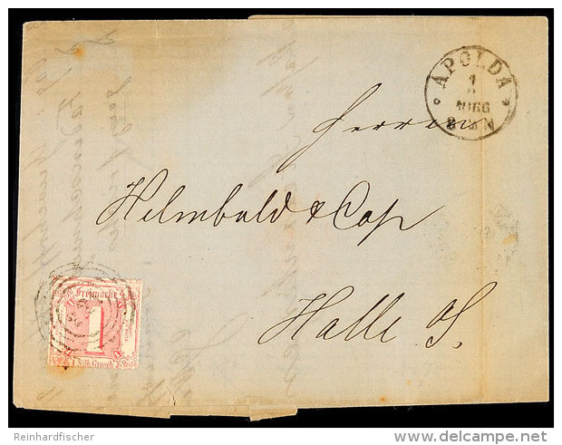 "221" Nebst K1 "APOLDA 1 9 1866" Auf Postvereinsbrief 1 Sgr. Nach Halle, Kleine Altersspuren, Vollst. Inhalt,... - Otros & Sin Clasificación