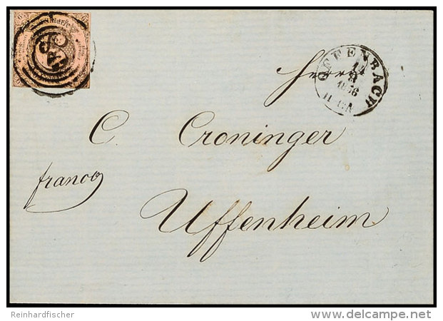 "142" Nebst Kleinem K1 "OFFENBACH 14 8 1856" Auf Postvereinsbrief, Mit Allseits Voll/breitrandigem... - Autres & Non Classés