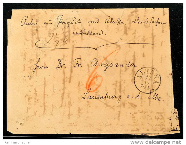"ALTONA 12/10 (1864)" - K1, Klar Auf Austaxiertem Sogen. Paketbegleitbrief-Viertelbogen Nach Lauenburg (rücks.... - Schleswig-Holstein