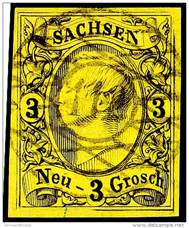 "112" - Bodenbach, Klarer Und Zentrischer Abschlag Auf Tadelloser 3 Ngr. König Johann I., Marke Mit... - Saxe