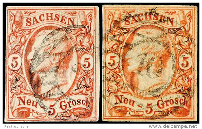 5 Ngr. 4 Mal Tadellos Gestempelt In Verschiedenen Farben, Katalog: 12(4) O5 Ngr. 4 Time Neat Cancelled In... - Saxony