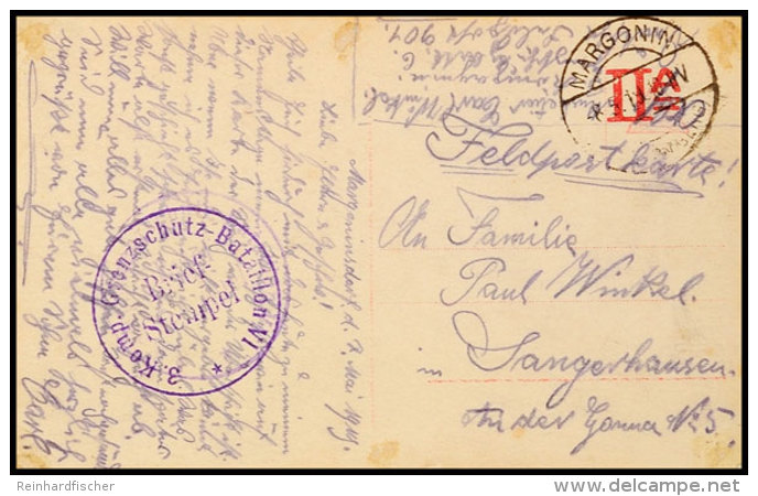 1919, Feldpostkarte Von MARGONIN 8.5.19 Mit Briefstempel "3. Komp. Grenzschutz-Bataillon VI." Nach Sangershausen,... - Autres & Non Classés