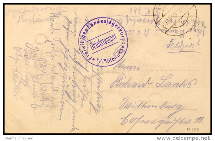 1919, Feldpost- AK Aus Insterburg Mit Stempel "....19.11.19" Und Briefstempel "Freiwilliges Landesjägerkorps... - Autres & Non Classés