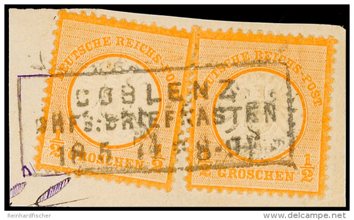 "COBLENZ BHFS-BRIEFKASTEN 18 5 74" - Ra3, Vollständiger Abschlag Auf Pracht-Briefstück DR 2x 1/2 Gr.,... - Autres & Non Classés