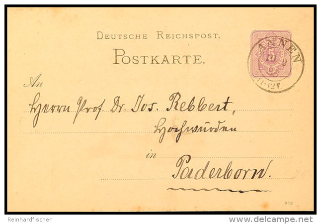 "ANNEN 10 2 83" - K2, OPD Arnsberg, Auf GS-Postkarte DR 5 Pfg Nach Paderborn, Katalog: DR P BFANNEN 10 2 83 -... - Autres & Non Classés