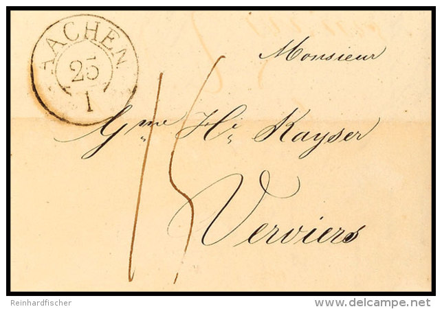 "AACHEN 25/1 (1828)" - K2, Feuser 2-22, Klar Auf Austaxiertem Auslandsbrief Nach Verviers, Rückseitig... - Autres & Non Classés