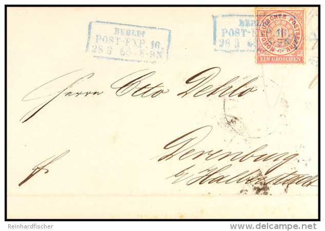 "BERLIN POST-EXP.16. 28 8 68" - Blauer Ra2, KBHW 417 B (140 Punkte), Auf Brief 1 Gr. Nach Derenburg, Vollst..... - Autres & Non Classés