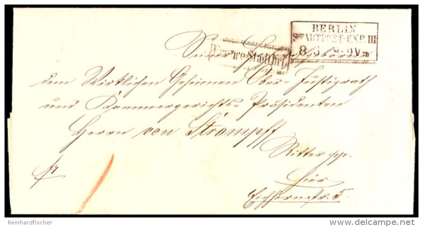 "BERLIN STADTPOST-EXP.III 8 3 (1862)" - Ra3, KBHW 127, Nebst Ra1 "Franco Stadtbrf." (KBHW 36 A) Auf Ortsbrief Mit... - Autres & Non Classés