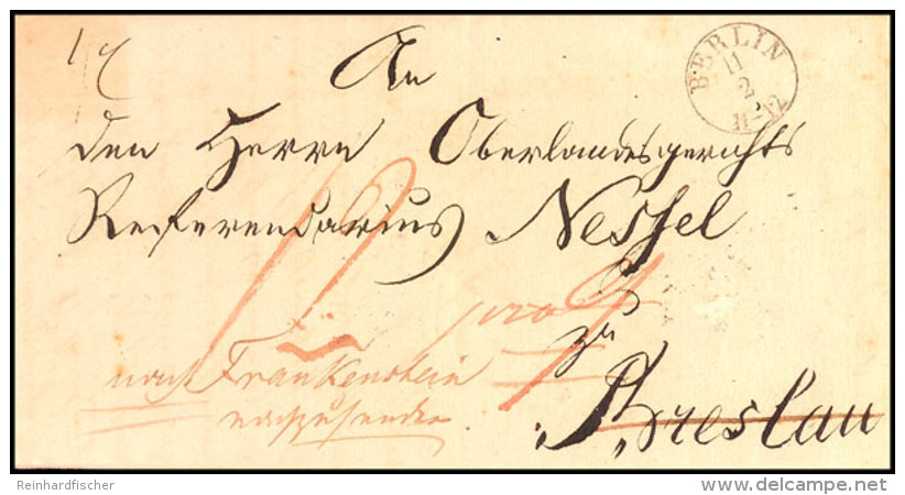"BERLIN 11 2 (1842)" - K1, KBHW 6, Klar Nebst Taxvermerken Auf Faltbrief Nach Breslau, Rücks. Absenderhinweis... - Autres & Non Classés