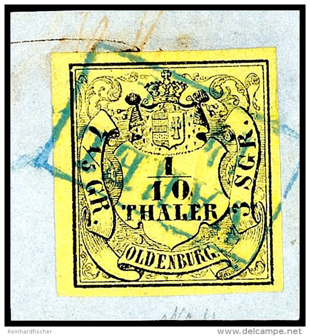 1/10 Thaler Schwarz Auf Hellgelb, Vollrandiges Und Farbfrisches Kabinettstück, Klar Gestempelt Mit Vollem Ra2... - Oldenbourg