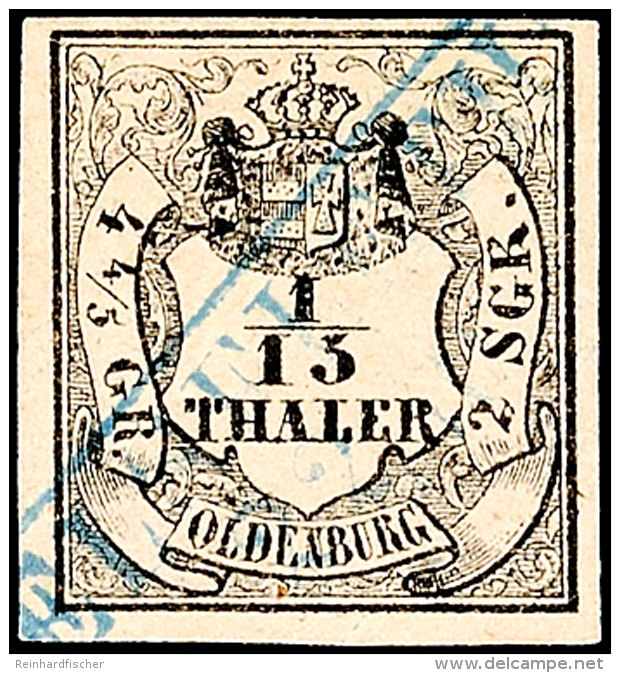 1/15 Thaler Schwarz Auf Mattbräunlichrot, Type III, Allseits Vollrandiges Und Farbfrisches Kabinettstück,... - Oldenbourg