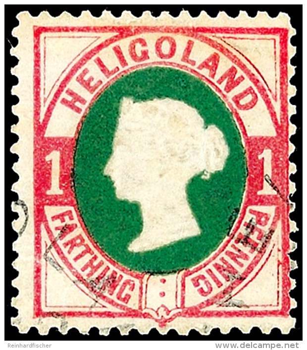 1 Pfg. Lilakarmin/dunkelgrün, Gestempelt, Repariert, Signiert Lemberger, Fotobefund Estelmann BPP, Mi. 900,-... - Héligoland