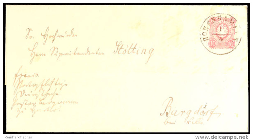 "HOHENHAMELN 1/4 (1875)" - Aptierter K1, Herrlich Klar Und Ideal Gerade Sitzend Auf Brief DR 10 Pfg Nach... - Hanovre