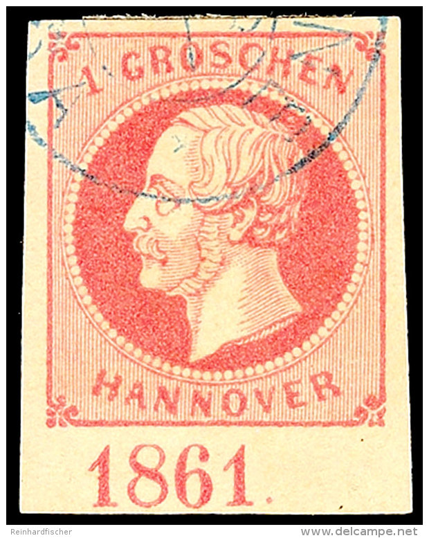 1 Groschen Rosa, Unterrandstück Mit Jahreszahl "1861" (Stellung III), Allseits Vollrandig Und Farbfrisch, Klar... - Hanovre