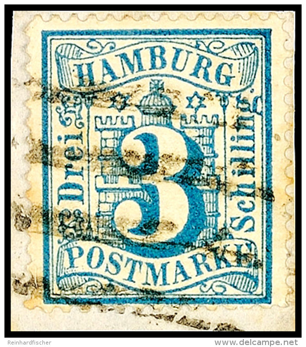 3 Schilling Preußischblau, Farbfrisches Kabinettstück, Klar Gestempelt Mit Schwarzem Vierstrichstempel,... - Hambourg