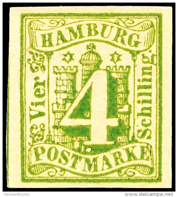 4 Schilling, Gelbgrün, Vollrandig, Ungebraucht Mit Originalgummierung, Mi. 100.-, Katalog: 5a *4 Shilling,... - Hambourg