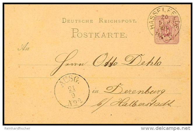 "HASSELFELDE 20 SEP 1875" - K2, Klar Auf GS-Postkarte DR 5 Pfg Nach Derenburg, Minimale Spuren, Katalog: DR P5... - Brunswick