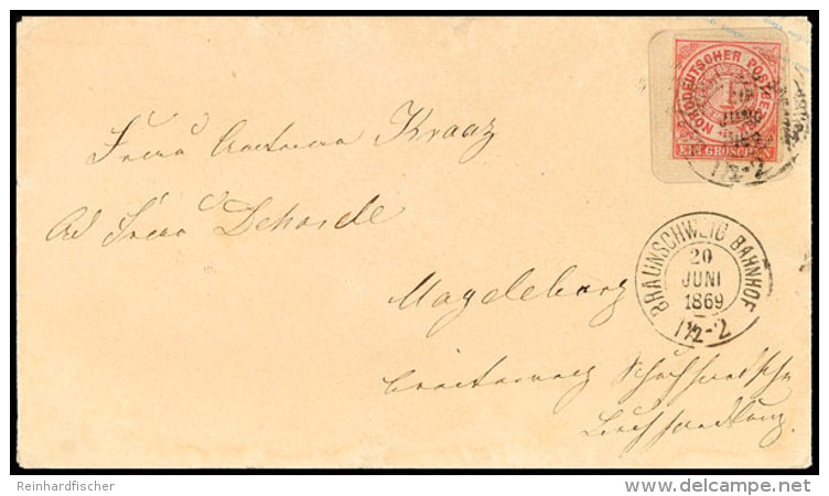 "BRAUNSCHWEIG BAHNHOF 20 JUNI 1869" - K2, Auf NDP GS-Umschlag 1 Gr. Rosa A. Braunschweig 3 Sgr. Braun Nach... - Brunswick