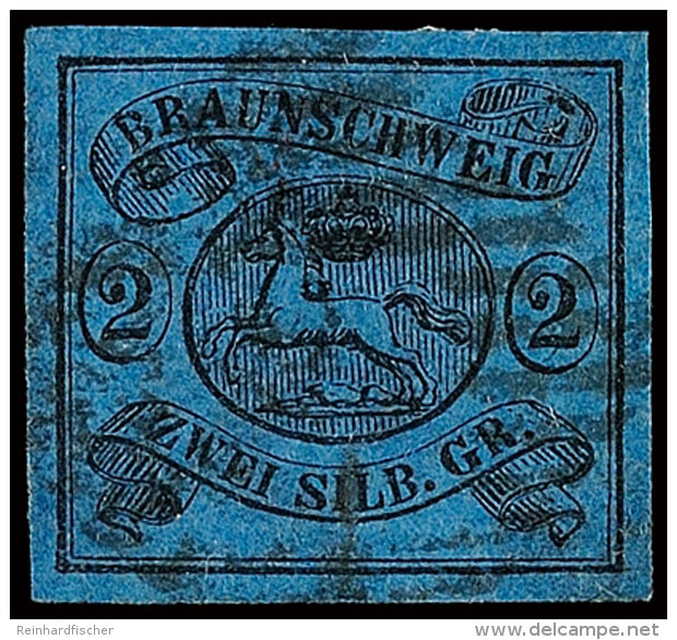 2 Sgr. A. Blau, Farbfrisches, Allseits Breitrandiges Kabinettstück, Sign. Carl H. Lange, Fotobefund Lange BPP... - Brunswick