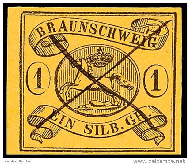 1 Sgr. A. Mittelchromgelb, Wz.-Mundstück Nach Links, Leuchtend Farbfrisches, Allseits Voll/breitrandiges... - Braunschweig