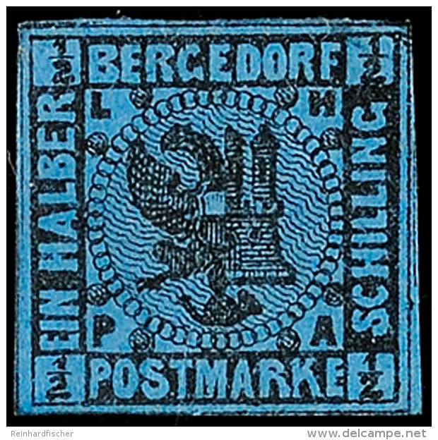 1 Sch. A. Blau, Farbfrische Marke, Ungebraucht Mit Originalgummierung Und Falz, Unten Zwei Gummischürfungen,... - Bergedorf