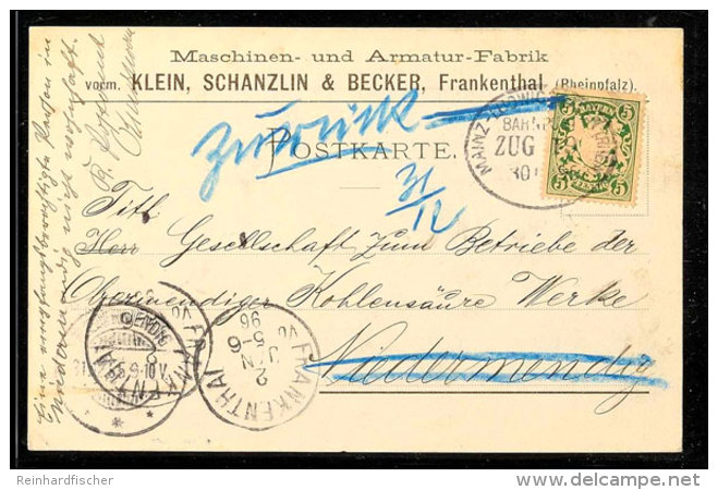 "MAINZ-LUDWIGSHAFEN (RHEIN) BAHNPOST ZUG 19 30 12 95" - Reichspost-Bahnpost-Ovalstempel, Auf Postkarte Bayern 5 Pfg... - Autres & Non Classés