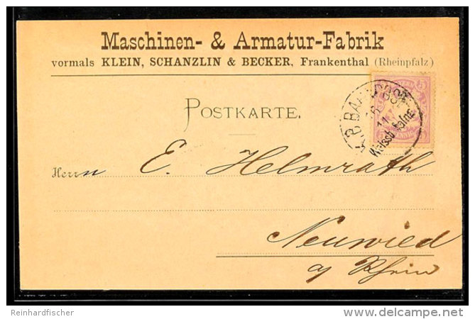 "K.B.BAHNPOST 16 11 (1888) Weissb-Mainz" - Bahnpost-K1, Auf Postkarte Bayern 5 Pfg Mit Vorgedruckter Firmenadresse... - Autres & Non Classés