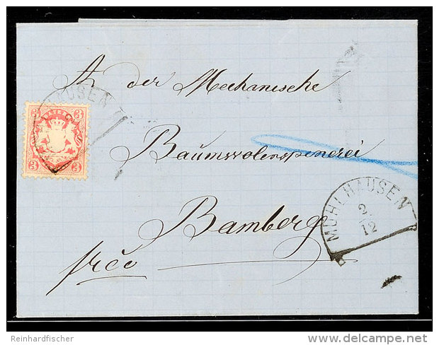 "MÜHLHAUSEN 2/12 (1870)" - Halbkreisstempel, Oberfranken, Auf Brief 3 Kr. Nach Bamberg, Vollst. Inhalt,... - Autres & Non Classés