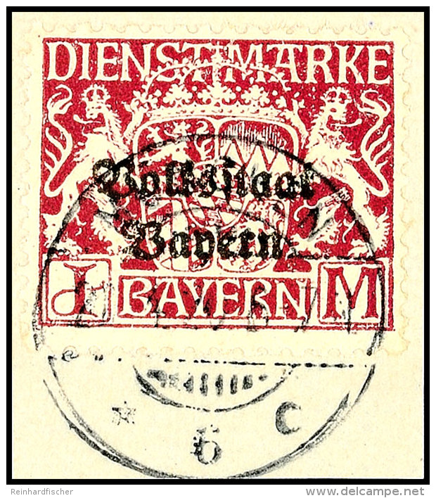 1 M. Dunkellila, Gestempelt "MÜNCHEN 20.1.20" Auf Briefstück, Gepr. Pfenninger, Mi. 480.-, Katalog: 43y... - Autres & Non Classés