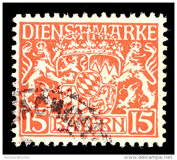 15 Pf. Dunkelzinnoberrot, W-Papier, Tadellos, Gestempel, Gepr. Dr. Helbig BPP/Infla, Mi 130,-, Katalog: 27w O15... - Otros & Sin Clasificación