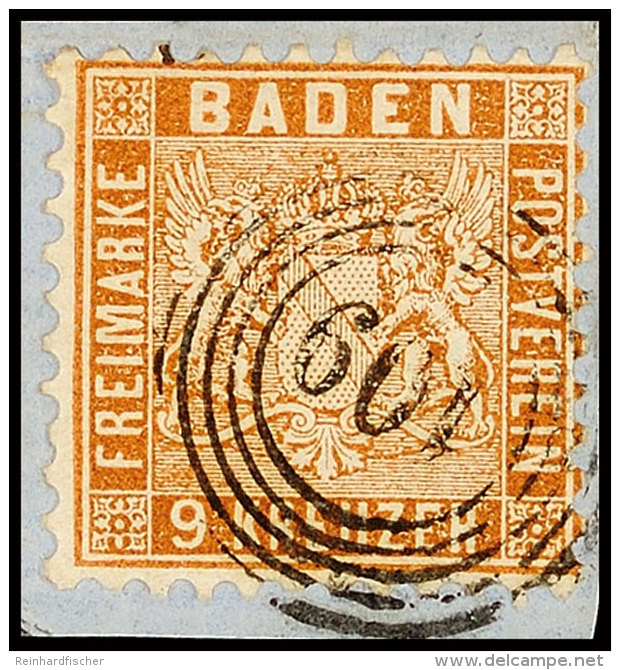 9 Kr. Lebhaftrötlichbraun, Kabinettbriefstück Mit Fünfringstempel "109" Von Pforzheim, Gepr.... - Autres & Non Classés