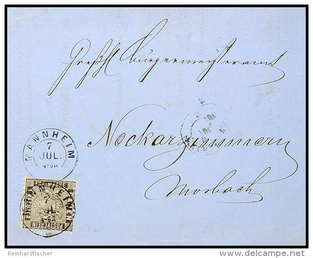 1 Kr. Schwarz, Oben Zahnfehler, Mit DKr. "MANNHEIM 7 JUL (1864) Auf Drucksache Nach Neckarzimmern Bei Mosbach Mit... - Otros & Sin Clasificación