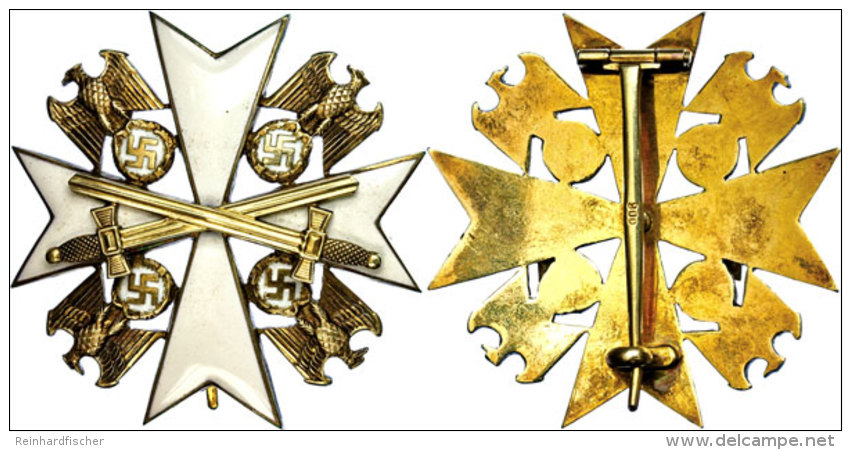 Deutscher Adlerorden 4. Klasse (= 2. Stufe), Steckkreuz Mit Aufgelegten Schwertern (38 Mm), Silber Vergoldet,... - Germany
