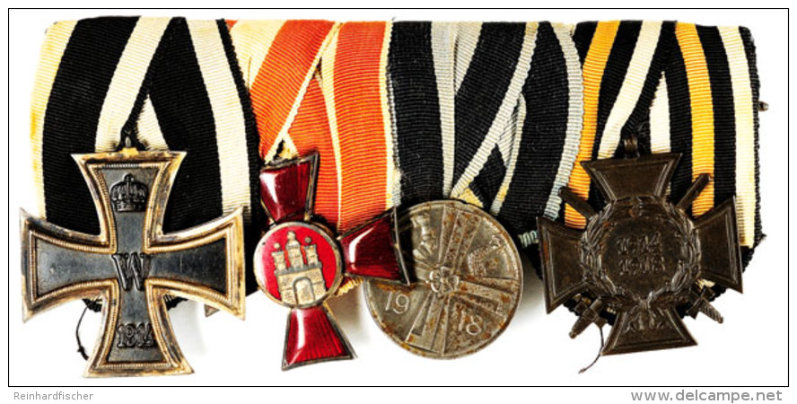 Vierspange Mit EK2 (1914), Hamburg Hanseatenkreuz, Finnischer Weltkriegsmedaille 1918, Ehrenkreuz Des Weltkrieges... - Sin Clasificación