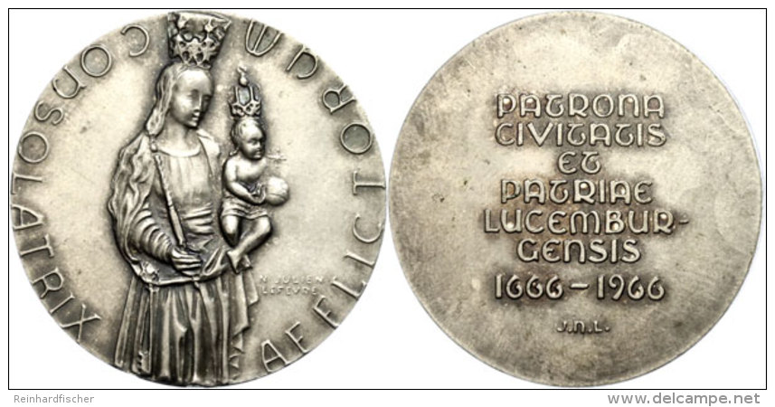 Luxemburg, Silbermedaille (Dm. Ca. 33,50mm, Ca. 22,52g), 1966, Von J.N. Lefevre. Av: Stehende Madonna Mit Kind Und... - Autres & Non Classés