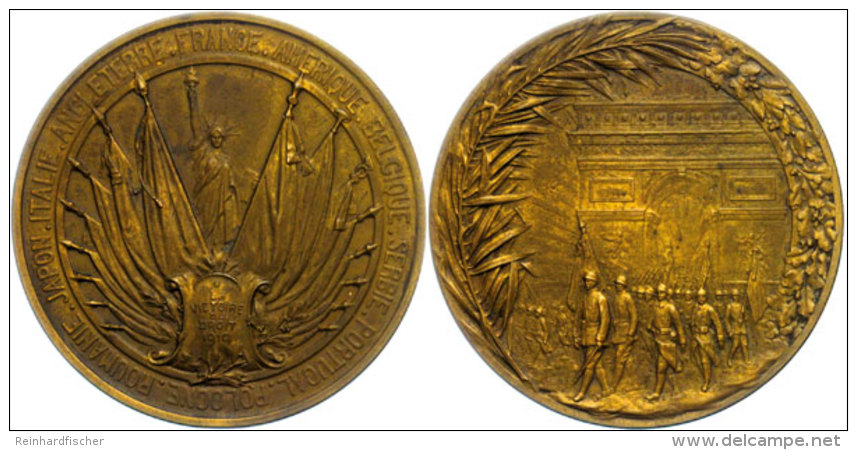 Österreich, Bronzemedaille (Dm. Ca. 45mm, Ca. 45,06g), 1919, Von R. Robert, Auf Den Sieg Der Rechten. Av.... - Otros & Sin Clasificación