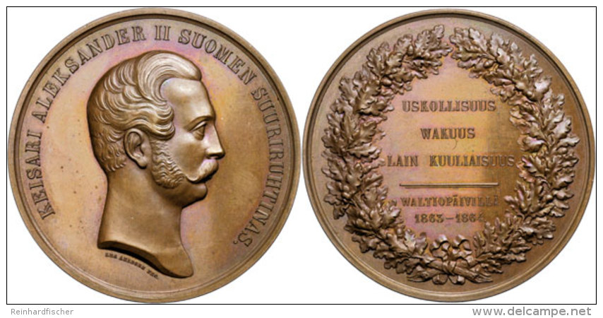 Russland, Alexander II., Bronzemedaille (Dm. Ca. 72,86g, Ca. 55,50g), 1864, Von L. Ahlborn, Auf Die Loyalität... - Otros & Sin Clasificación