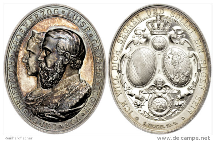 Baden, Friedrich I., Ovale Silbermedaille (Dm. Ca. 52x42mm, Ca. 50,25g), 1881, Von G. Kachel Und K. Schwenzer, Auf... - Autres & Non Classés