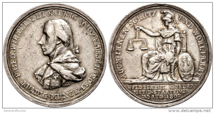 Preussen, Friedrich III., Silbermedaille (Dm. Ca. 30mm, Ca. 9,30g), 1802, Von A. Abramson. Av: Brustbild Nach... - Otros & Sin Clasificación