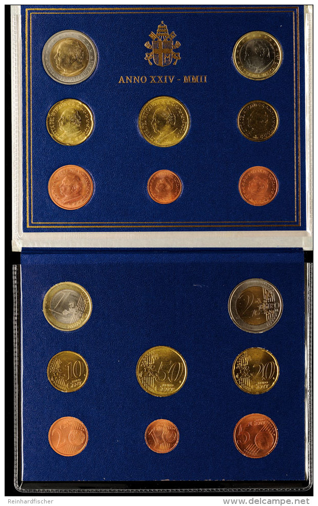 1 Cent Bis 2 Euro, 2002, KMS In Blauem Folder, Ecken Bestoßen, St.  St1 Cent Till 2 Euro, 2002, KMS In... - Vatican
