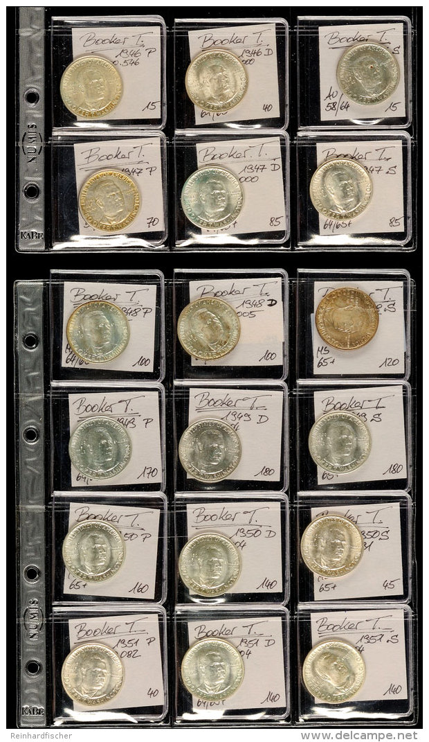 18 X 1/2 Dollar, 1946-1951, Brooker T. Washington, Alle Jahrgänge Und Prägebuchstaben Komplett! KM 198,... - Autres & Non Classés