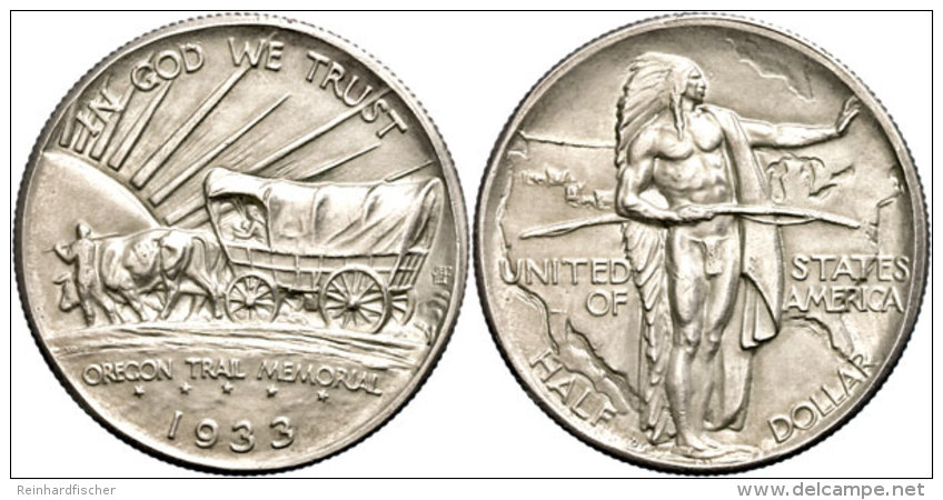 1/2 Dollar, 1933, D, Oregon Trail, KM 159, F. St.  1 / 2 Dollar, 1933, D, Oregon Trail, KM 159, F. St. - Otros & Sin Clasificación