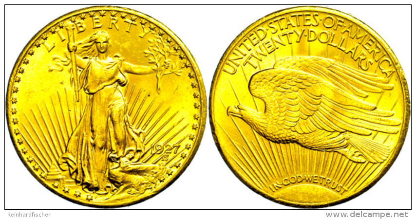 20 Dollars Gold, 1927, Double Eagle, Liberty Standing, Fb. 185, Kleine Randfehler, Ss-vz.  Ss-vz20 Dollars... - Autres & Non Classés