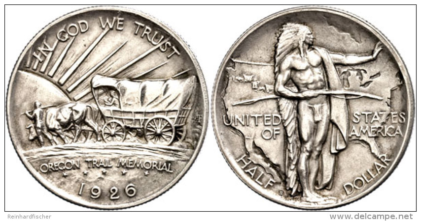 1/2 Dollar, 1926, S, Oregon Trail, KM 159, Vz-st.  Vz-st1 / 2 Dollar, 1926, S, Oregon Trail, KM 159, Extremly... - Other & Unclassified